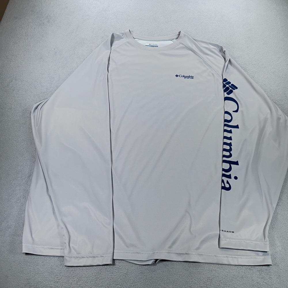Columbia Mens PFG Terminal Tackle Shirt Gray XXL Long Sleeve Sun Protection